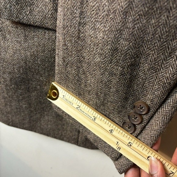 Mens‎ J Crew 44L Wool Blend Herringbone Blazer Sport Jacket Brown Two Button - Picture 13 of 13